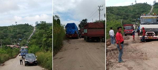 Truk Tersangkut di Tanjakan, Macet Ratusan Meter 