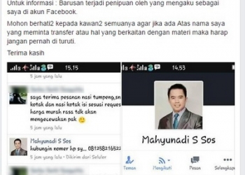 Akun Facebook Ketua DPRD Dipalsukan, Dipakai untuk Menipu, Mahyunadi Minta Netizen Waspada