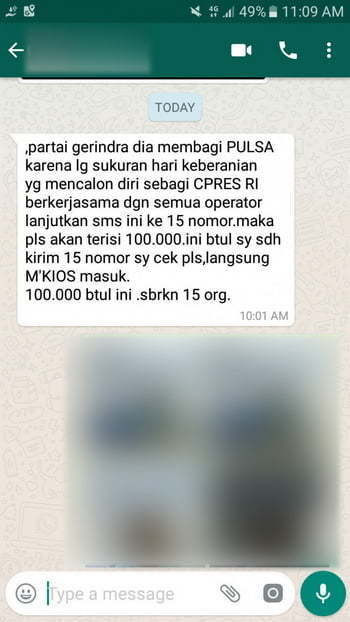 Hoax Partai Gerindra Bagi Pulsa