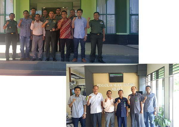 KOMPAK: Komisioner Panwaslu berfoto bersama jajaran PN Bontang dan Kodim 0908 Bontang, kemarin.(Istimewa )