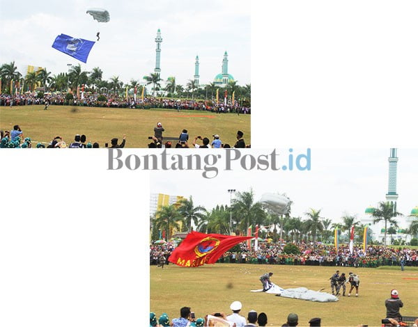 Taklukkan Cuaca Ekstrim Kutim, 12 Penerjun Unjuk Kebolehan