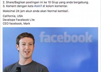 Minta Like dan Share, Ngaku dari Facebook