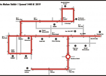 Rute takbir keliling yang dirilis Pemkot Bontang. (Pemkot Bontang)