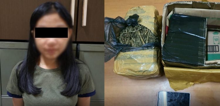 IT (22), dan barang bukti ganja seberat 2,5 Kg yang diamankan kepolisian. (selasar)