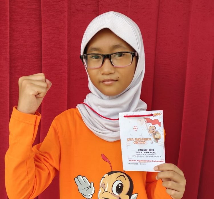 Syifa Latifa Mufid, murid kelas 3 SD 010 Bontang Utara yang lolos dalam Olimpiade Sains Kuark 2020 tingkat nasional. (Ist)