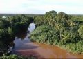 Kondisi air di Sungai Santan berubah keruh diduga akibat kehadiran perusahaan tambang sejak 1997 lalu. (Jatam Kaltim for Bontangpost.id)