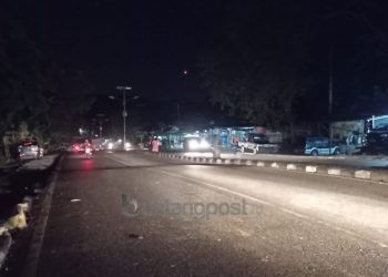 LPJU Jalan Tembus Pupuk Raya Padam, Dishub Sebut karena Ditabrak Mobil