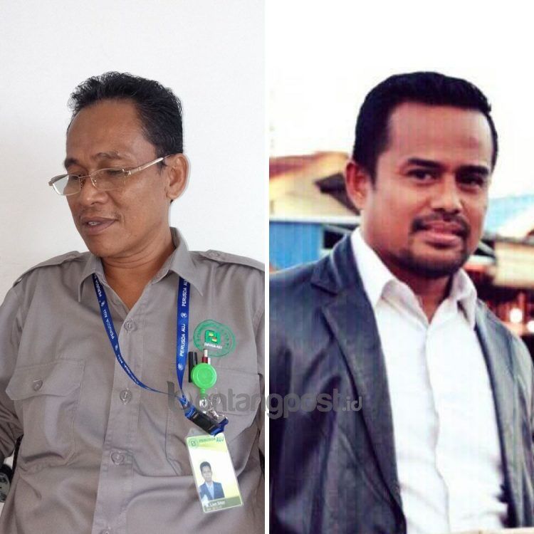 Dua tersangka kasus dugaan korupsi Perumda AUJ, Lien Sikin (kiri) dan Andi Muhammad Amri (kanan).