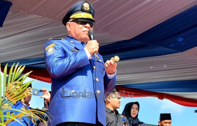 Gubernur Isran Noor saat menghadiri HUT Damkar di Bontang (Lutfi Rahmatunnisa'/bontangpost.id)