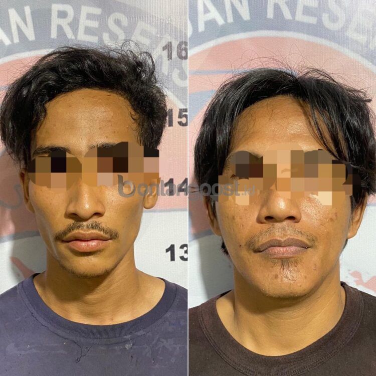 Tersangka Ka (kanan) dan Re (kiri) ditahan di Mapolres Bontang