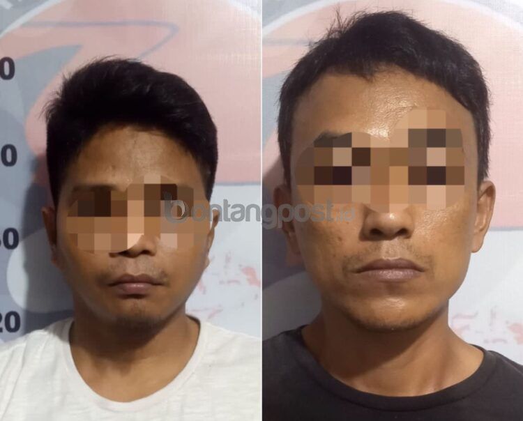 MA (kiri) dan TB (kanan) kini ditahan di Mapolres Bontang
