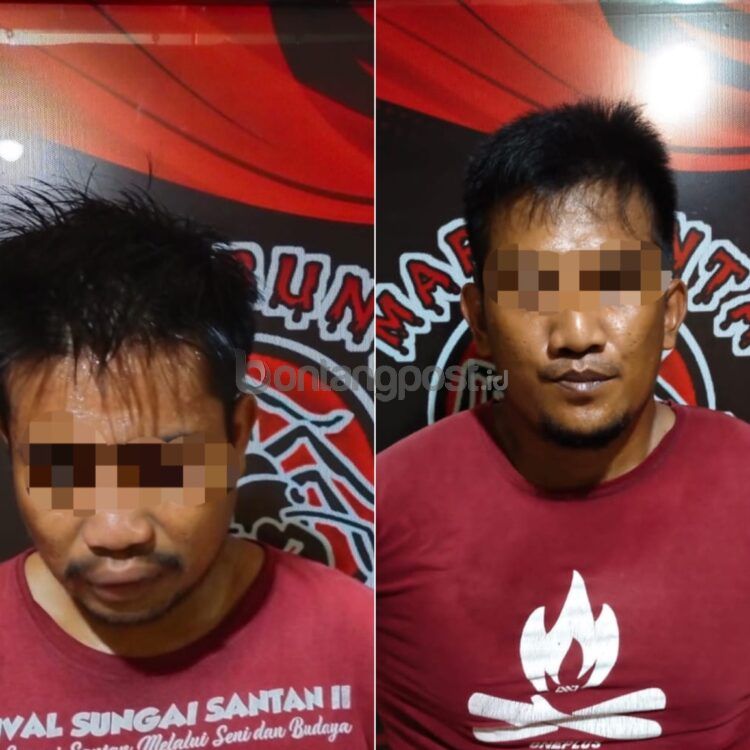 DRI (kiri) warga Bontang Lestari ditangkap karena jadi kurir sabu, dan He (kanan) pemilik sabu ikut diringkus polisi