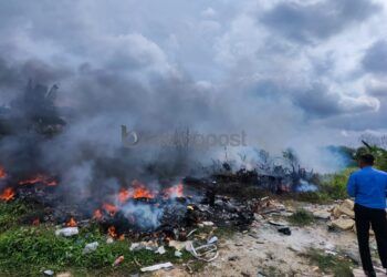Kebakaran Lahan di Tanjung Laut Diduga Akibat Bakar Sampah Elektronik