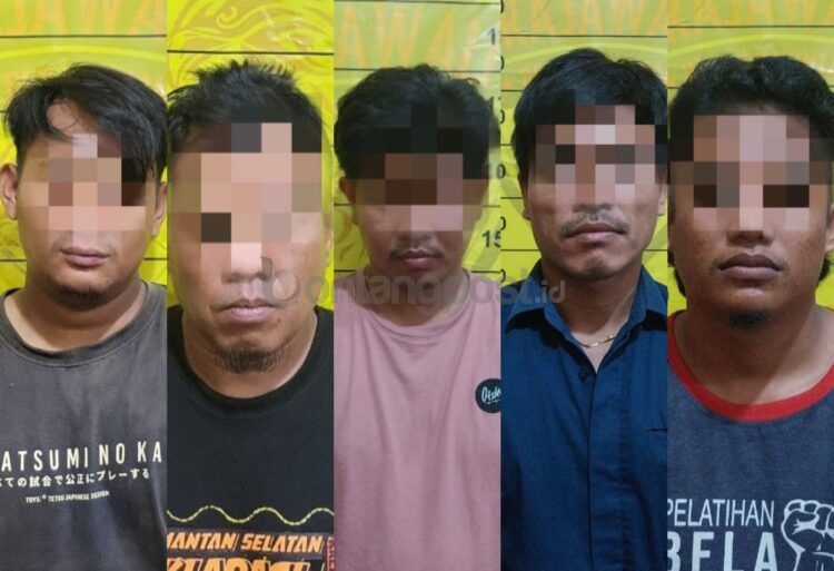 Lima tersangka kasus pencurian di Bontang Lestari ditahan di Mapolres Bontang (Ist)