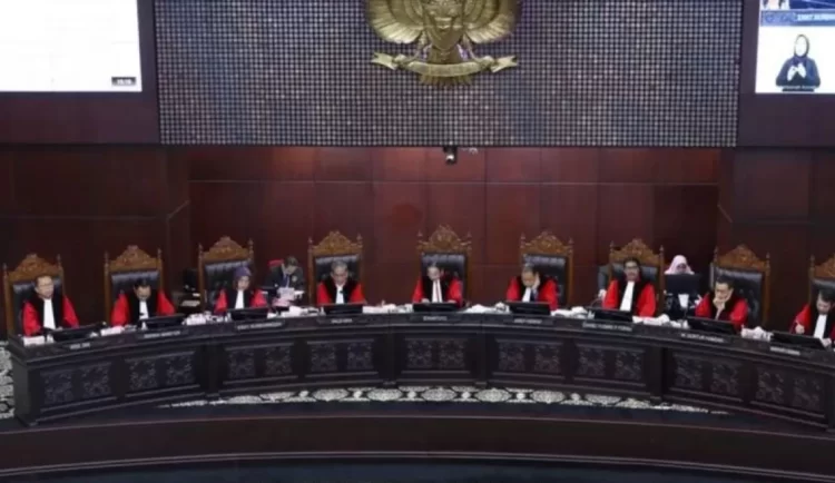 Sidang MK terkait dengan Perselisihan Hasil Pemilihan Umum (PHPU) Anggota DPR RI. ANTARA/HO-MK