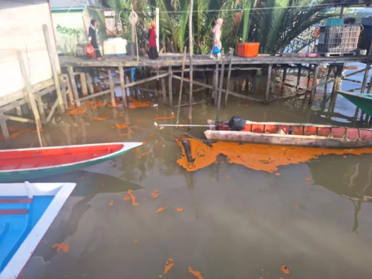 Limbah yang masuk perairan Kampung Pegat Betumbuk, Kecamatan Pulau Derawan, Kabupaten Berau. (Arta Kusuma Yunanda/BP)