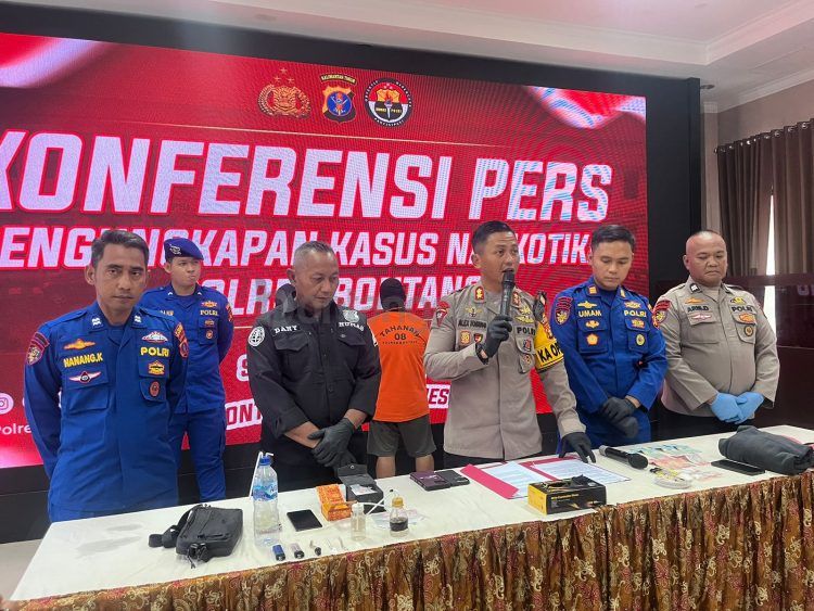 Konferensi pers perihal pengungkapan kasus narkoba (Yulianti Basri/bontangpost.id)