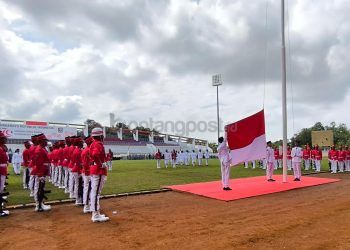 Pengibaran Bendera HUT Ke-79 RI Sukses Digelar di Stadion Taman Prestasi Bontang