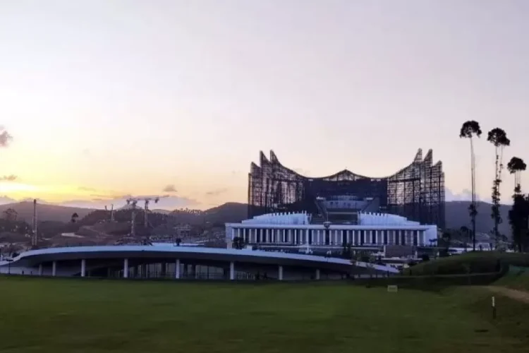 Suasana Istana Kepresidenan Ibu Kota Nusantara (IKN), Kabupaten Penajam Paser Utara, Kalimantan Timur (ANTARA/Mentari Dwi Gayati/pri)