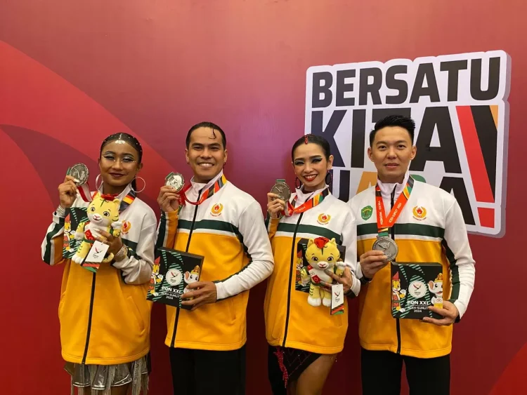 Ridwansyah-Bernadette Gisele Larasati dan Frengky-Lenny membawa pulang perak dari cabor dance sport PON XXI/2024 Aceh-Sumut.