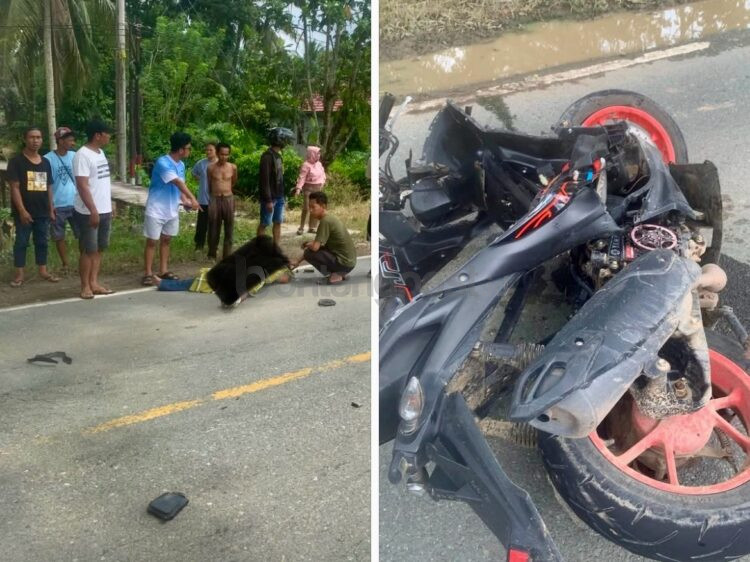 Pengendara motor terlibat kecelakaan di jalan poros Bontang-Sangatta. (FB @/jmsputry)