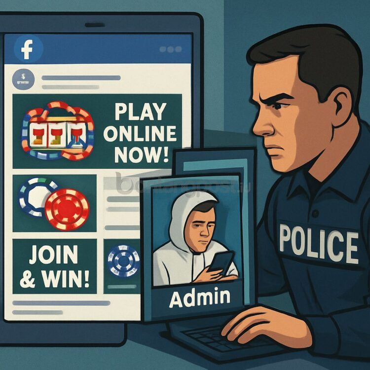 Ilustrasi grup Facebook yang mempromosikan judi online.