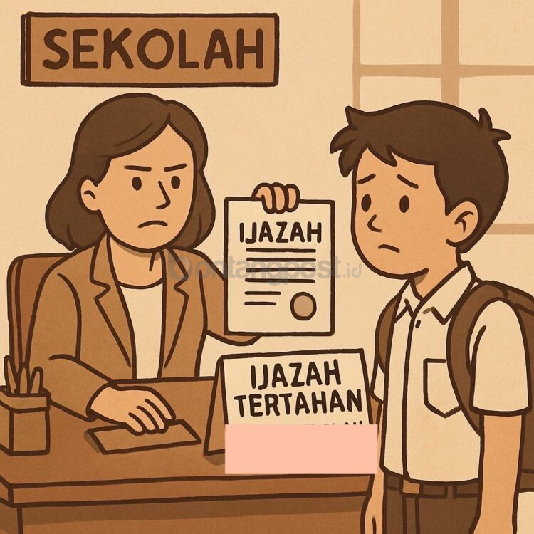Ilustrasi sekolah tahan ijazah.