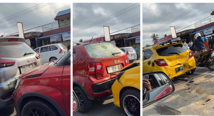 Mobil yang menjadi korban kecelakaan beruntun di simpang 4 Loktuan.