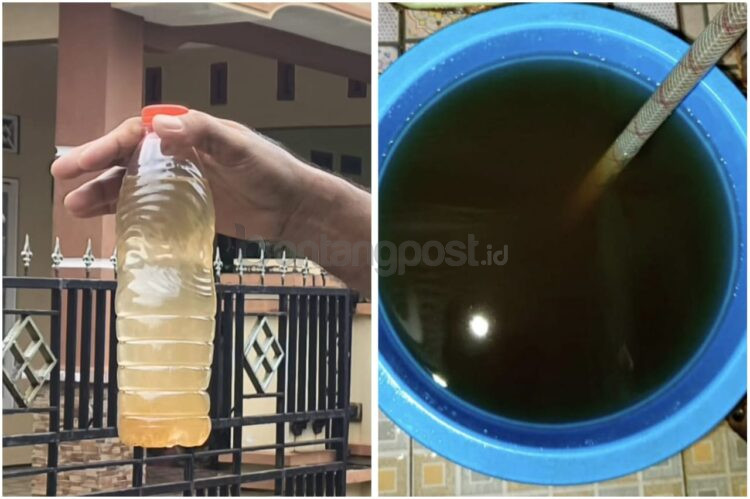 Kualitas air PDAM yang menguning bahkan menghitam, kondisi ini terjadi, Sabtu (04/10/2025). (dok warga)