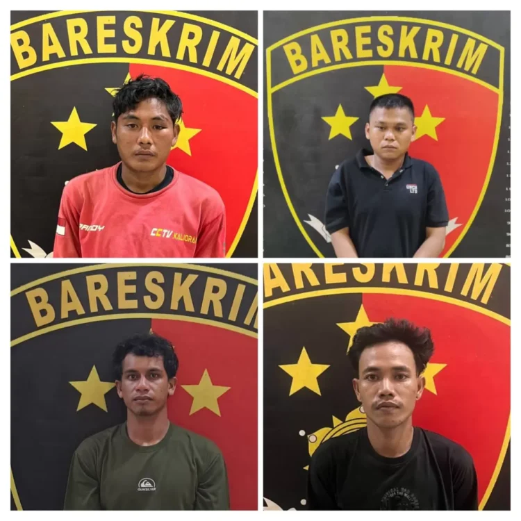 Wajah empat tahanan Polsek Sangkulirang yang melarikan diri dari ruang tahanan di Polsek Sangkulirang, Kutai Timur, Kamis (8/1/2025). (Dok/Polres Kutim)