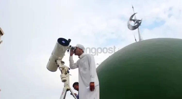 Ilustrasi pemantauan hilal untuk sidang isbat penatapan 1 Syawal 1447 Hijriah. (Jawapos)