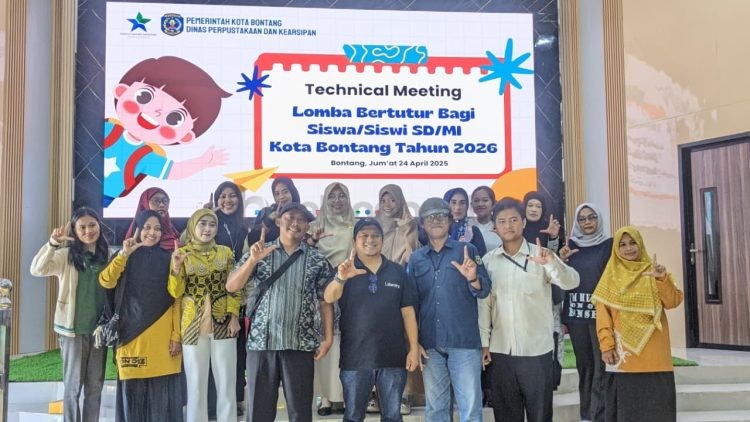 Peserta dan panitia saat mengikuti technical meeting Lomba Bertutur 2026 yang digelar DPK Bontang