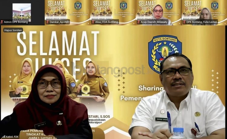 Sharing Session Arsiparis Teladan Seri II yang digelar DPK Bontang secara daring, diikuti ratusan peserta untuk memperkuat kompetensi kearsipan berbasis digital.
