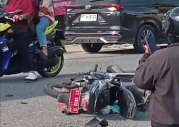 Motor Plat Merah Terlibat Kecelakaan dengan Truk di Teluk Pandan, Pengendara Kritis