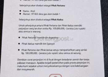 Viral Surat Taruhan Final Piala Dunia Rp100 Juta di Muara Badak, Polisi Selidiki Keasliannya