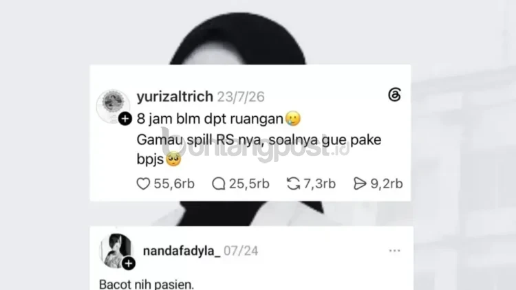 Tangkapan layar komentar dokter RMF di media sosial yang menuai sorotan publik usai merespons keluhan seorang pasien BPJS terkait antrean ruang perawatan.