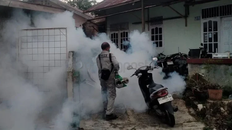 Pengasapan area dilakukan jika terjadi penyebaran kasus DBD di lokasi yang berdekatan. FOTO: ADIEL KUNDHARA/KP